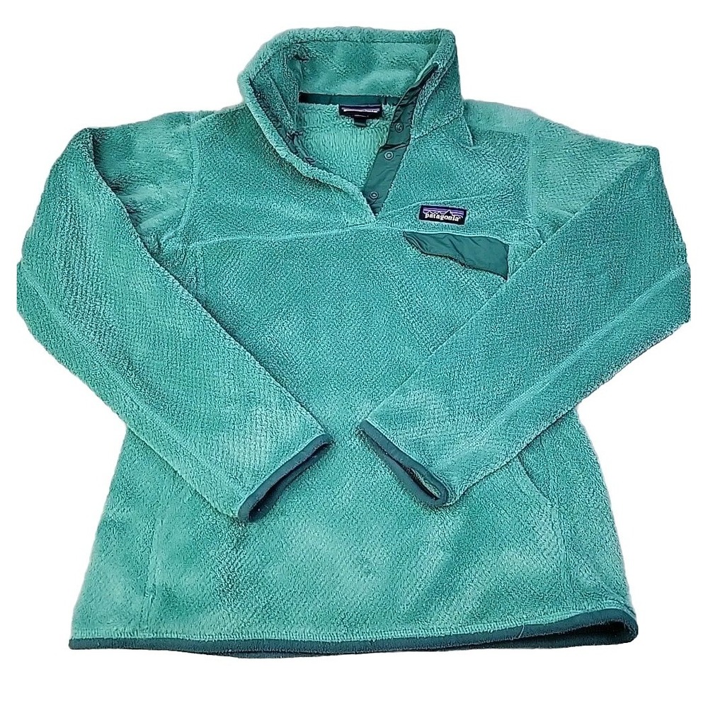Patagonia Fleece Womens Small Pull-Over Retool Half-Snap Green Color Polyester